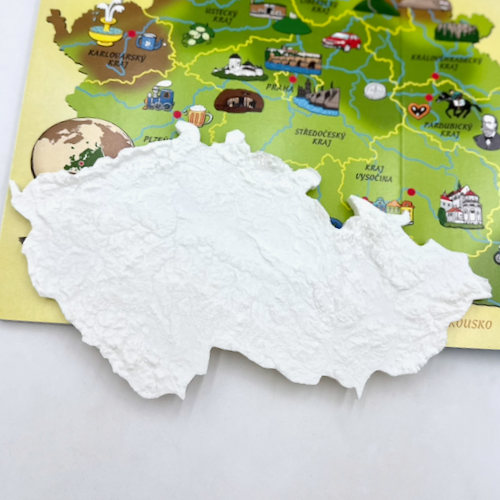 3D reliéfní mapa ČR